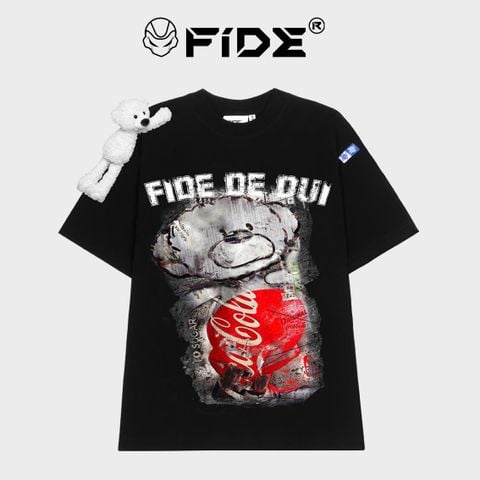 Áo thun FIDE TEEDY phông cotton unisex nam nữ Form rộng cổ tròn áo đính gấu - AT102 (TẶNG KÈM GẤU)