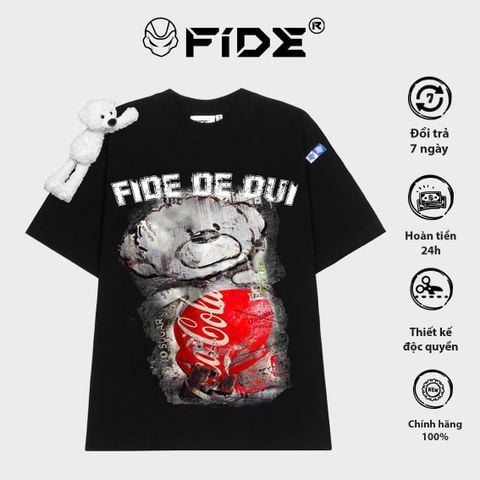 Áo thun FIDE TEEDY phông cotton unisex nam nữ Form rộng cổ tròn áo đính gấu - AT102 (TẶNG KÈM GẤU)