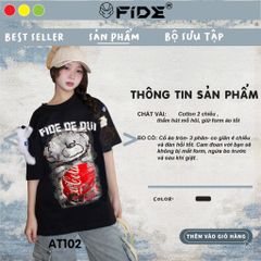 Áo thun FIDE TEEDY phông cotton unisex nam nữ Form rộng cổ tròn áo đính gấu - AT102 (TẶNG KÈM GẤU)