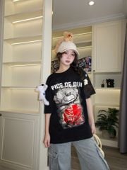 Áo thun FIDE TEEDY phông cotton unisex nam nữ Form rộng cổ tròn áo đính gấu - AT102 (TẶNG KÈM GẤU)