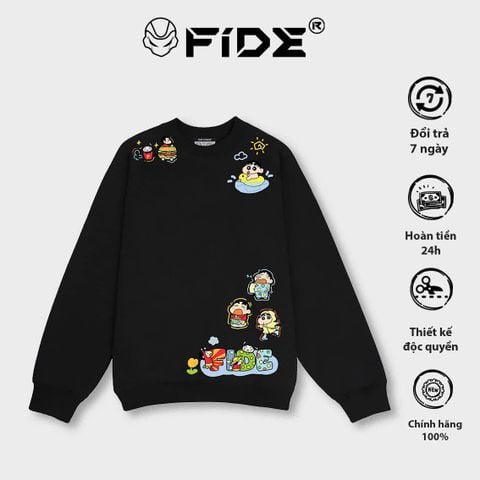 Áo Sweater FIDE Shin Bút Chì unisex nam nữ Sweater Cotton oversize form rộng -SW09