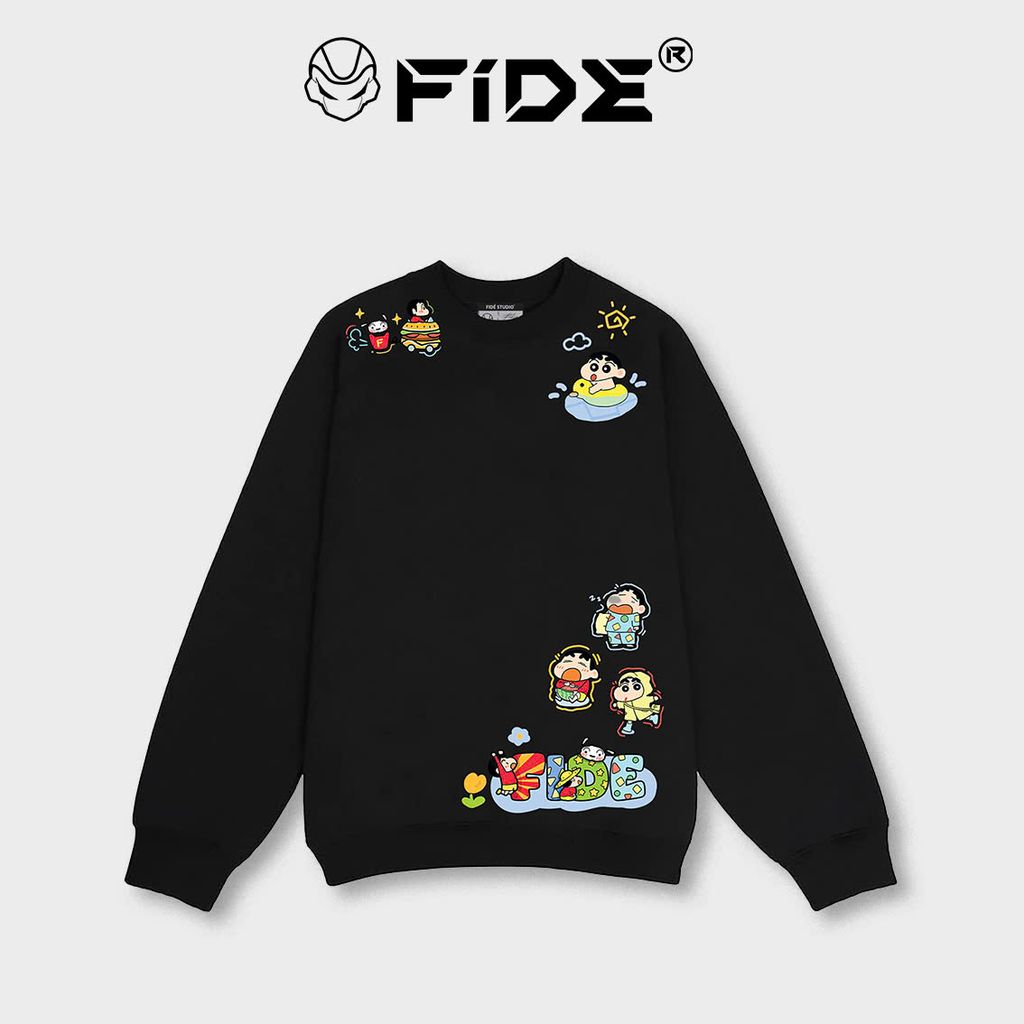 Áo Sweater FIDE Shin Bút Chì unisex nam nữ Sweater Cotton oversize form rộng -SW09