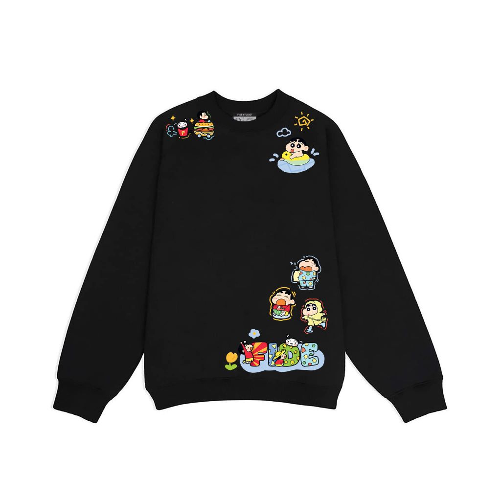 Áo Sweater FIDE Shin Bút Chì unisex nam nữ Sweater Cotton oversize form rộng -SW09