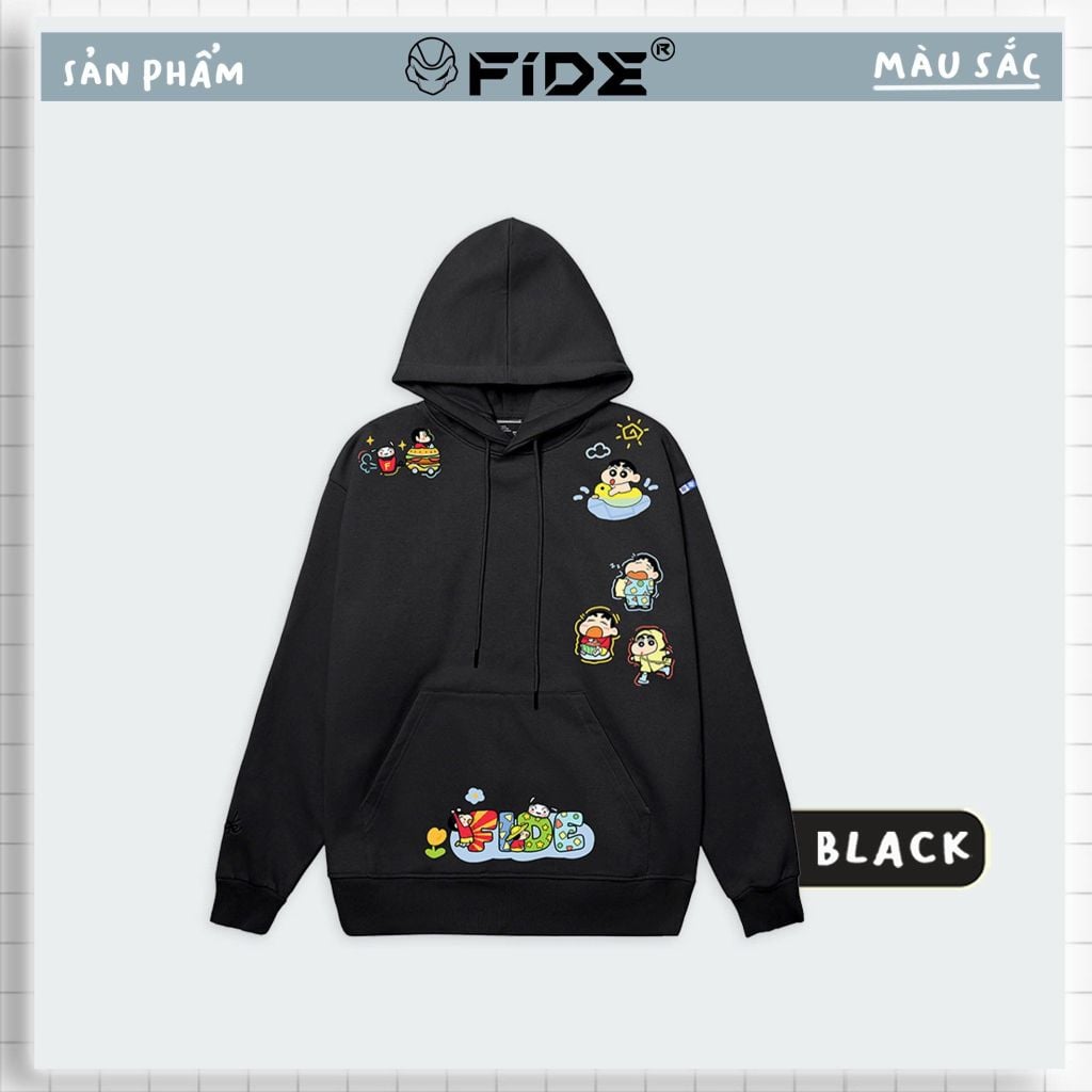 Áo hoodie FIDE Shin Bút chì phông trơn nam nữ HOODIE - HD07