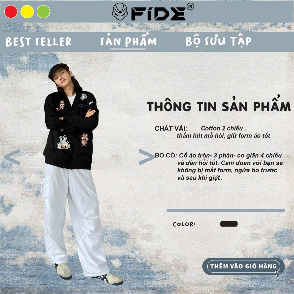 Áo Cardigan FIDE áo khoác nỉ chân cua - CAR10