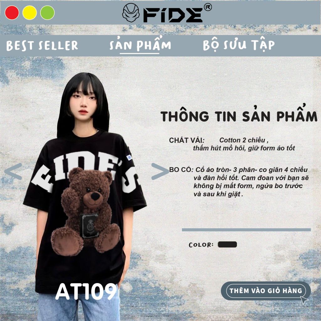 Áo thun FIDE TEDDY phông unisex form rộng local brand nam nữ cổ tròn oversize - AT109