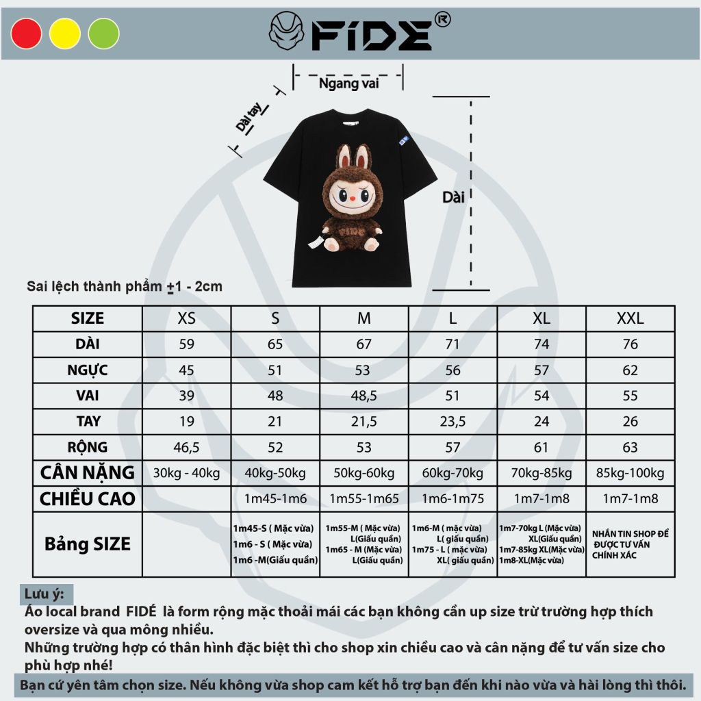 Áo thun FIDE LABUBU phông unisex form rộng local brand nam nữ cổ tròn oversize - AT111