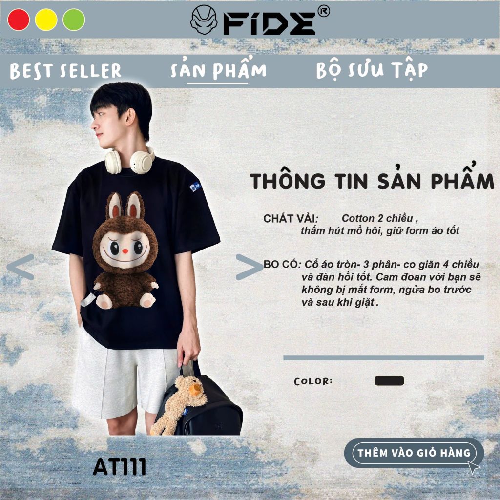 Áo thun FIDE LABUBU phông unisex form rộng local brand nam nữ cổ tròn oversize - AT111