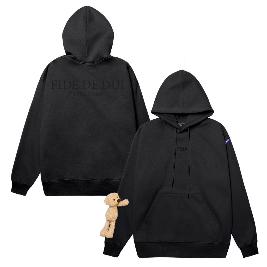 Áo hoodie FIDE TEDDY đính gấu phông trơn nam nữ HOODIE - HD09 (Tặng kèm gấu)