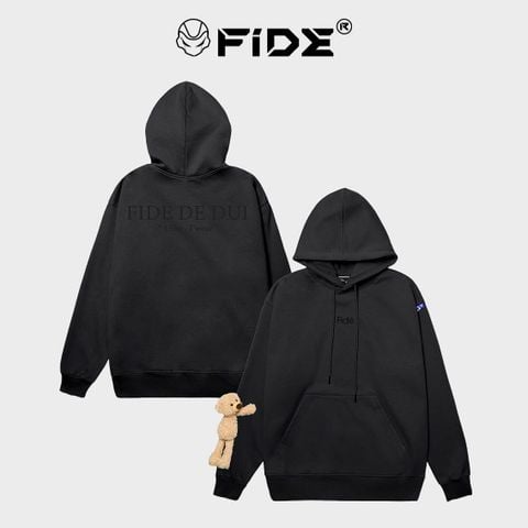 Áo hoodie FIDE TEDDY đính gấu phông trơn nam nữ HOODIE - HD09 (Tặng kèm gấu)