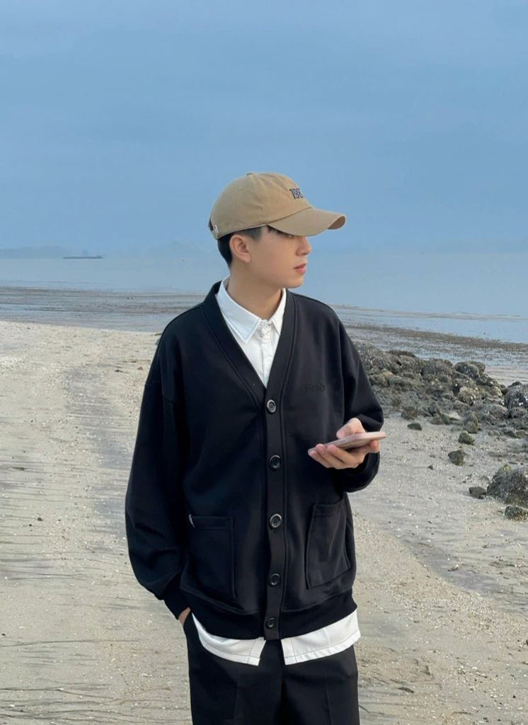 Áo Cardigan FIDE áo khoác Cotton trơn - CAR11