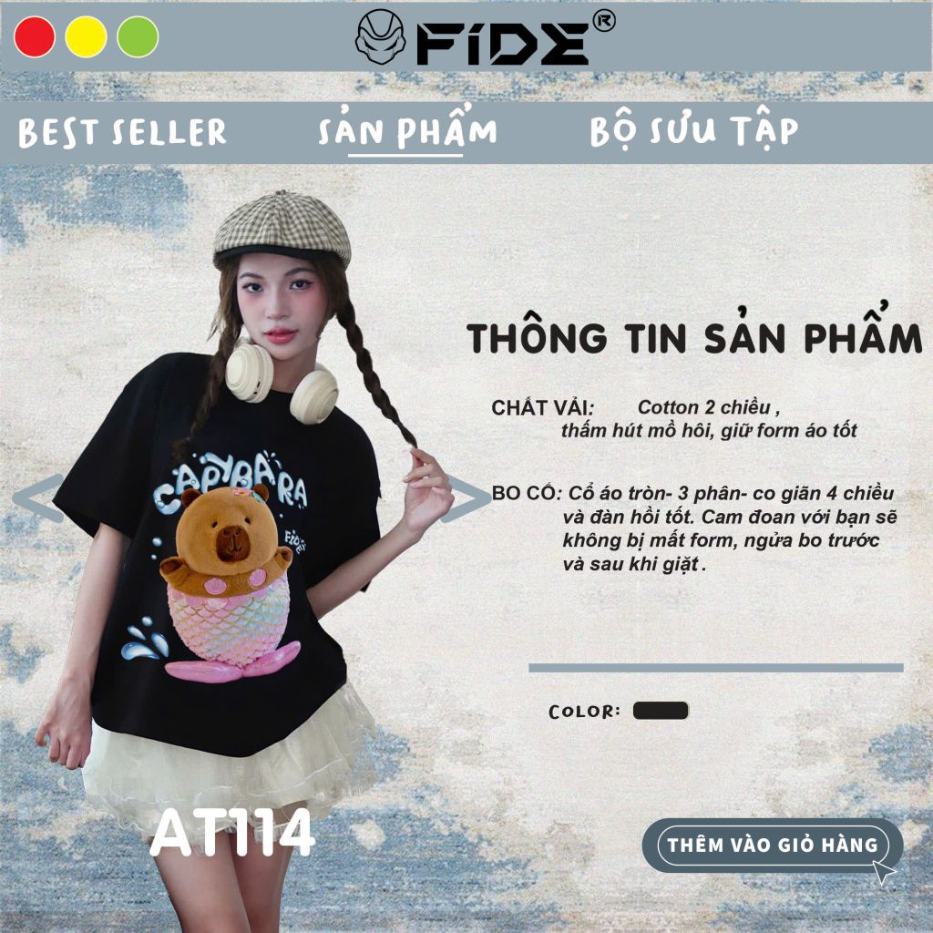 Áo thun FIDE Capybara phông unisex form rộng local brand nam nữ cổ tròn oversize - AT114