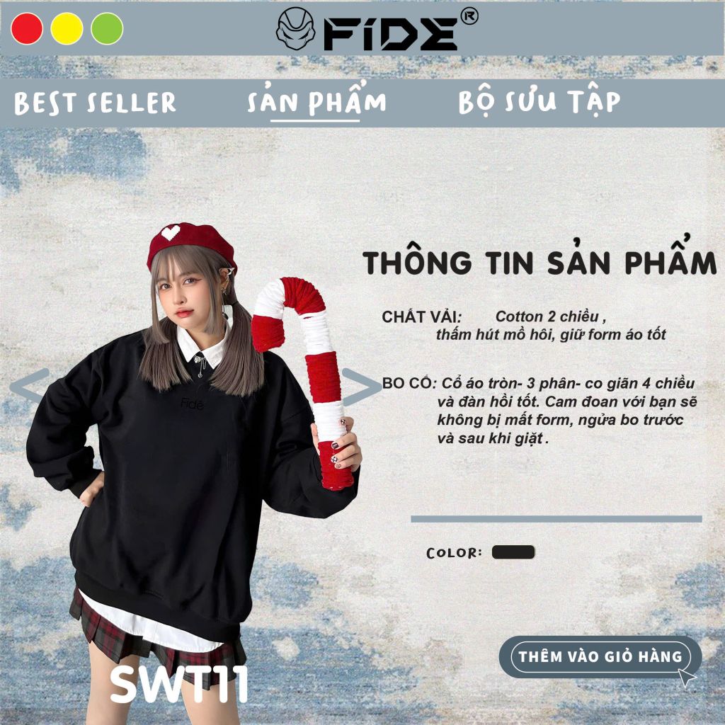 Áo Sweater FIDE unisex nam nữ Sweater Cotton oversize form rộng -SWT11