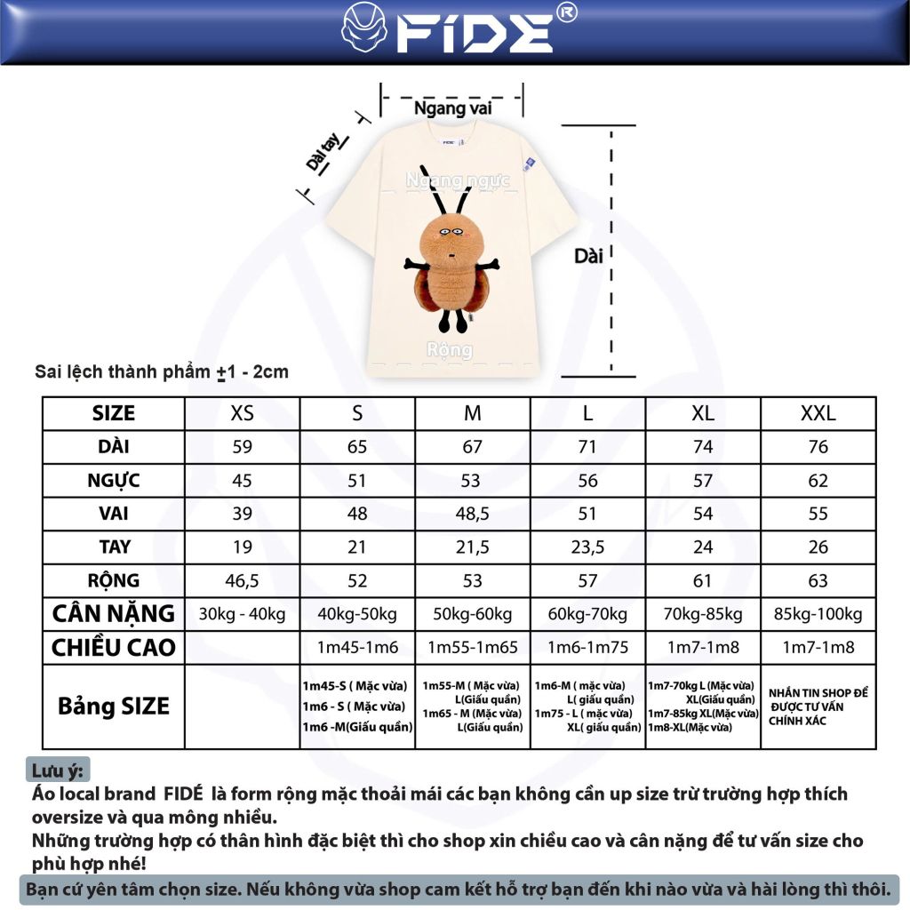 Áo thun FIDE Con gián tiểu cường hottrend phông unisex form rộng local brand nam nữ oversize AT116