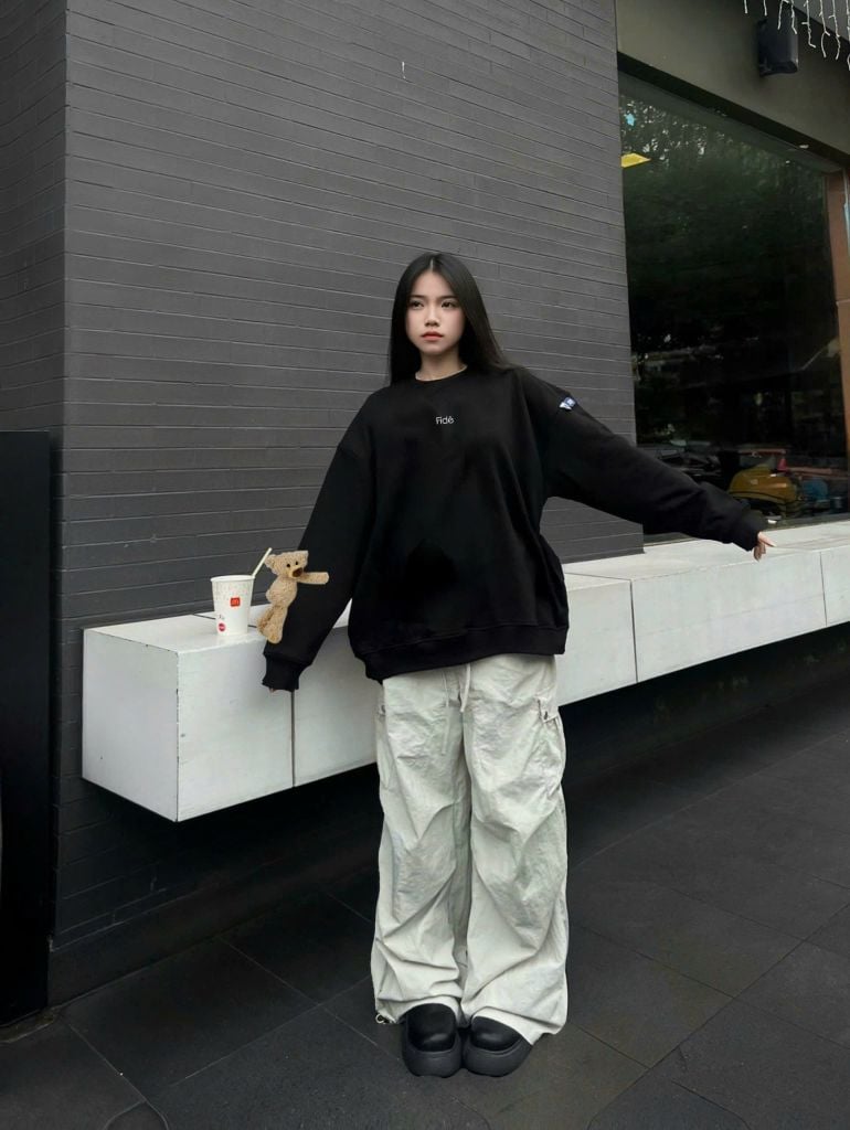 Áo Sweater FIDE TEDDY unisex nam nữ Cotton oversize form rộng -SWT13 (Tặng gấu)