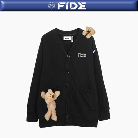 Áo Cardigan FIDE TEDDY áo khoác Cotton đính gấu- CAR12 (Tặng gấu)