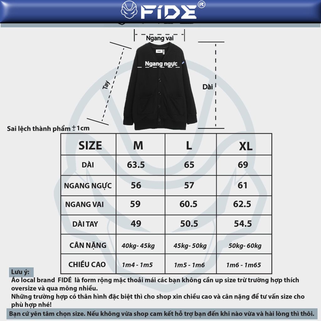 Áo Cardigan FIDE áo khoác Cotton trơn - CAR11