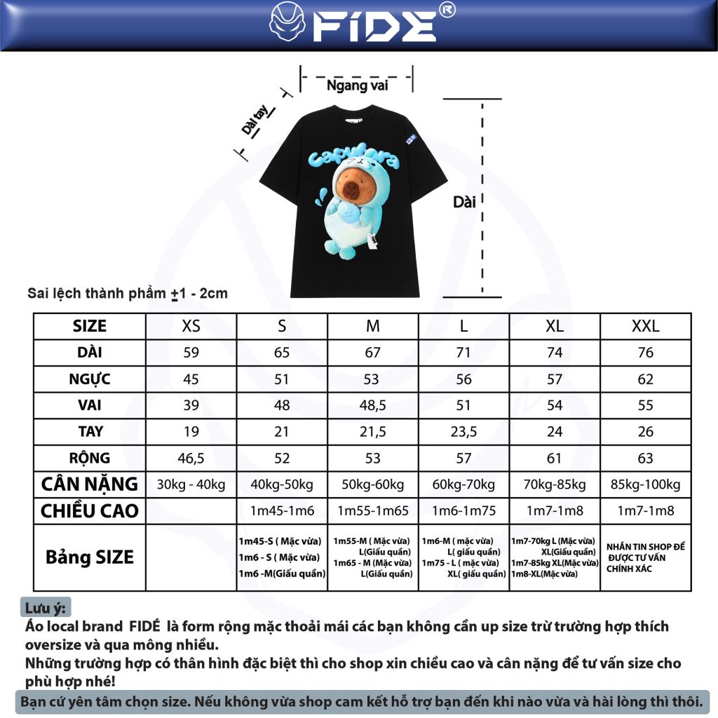 Áo thun FIDE CAPYBARA unisex form rộng cổ tròn CAPYBARA - AT117 Cotton