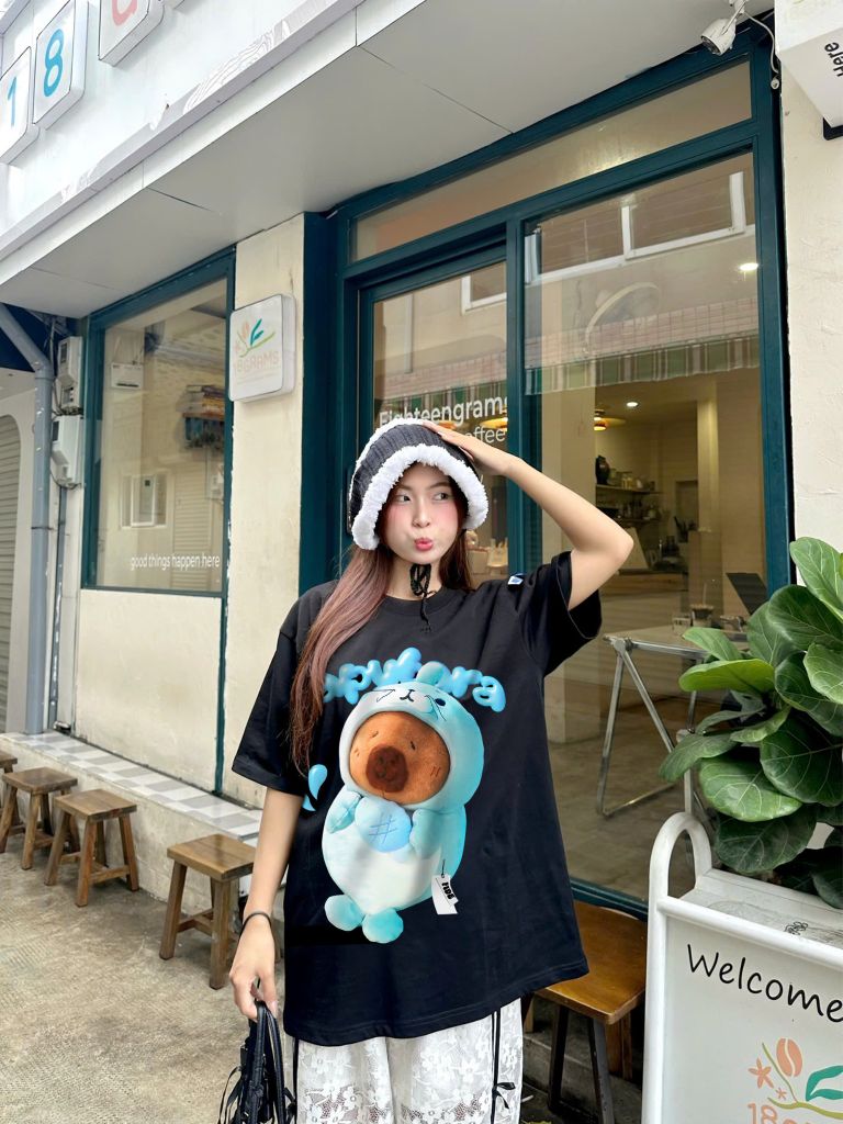 Áo thun FIDE CAPYBARA unisex form rộng cổ tròn CAPYBARA - AT117 Cotton