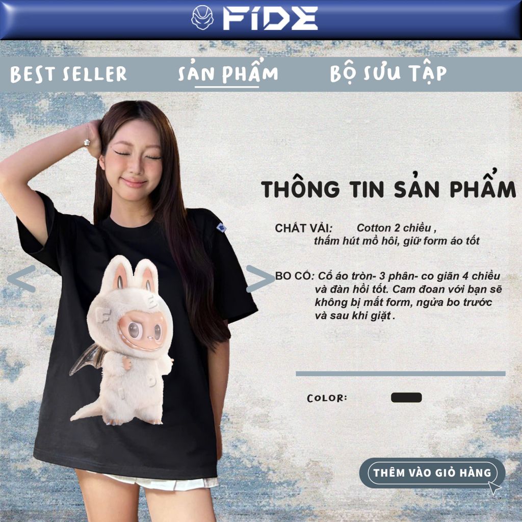 Áo thun FIDE LABUBU phông unisex form rộng local brand nam nữ cổ tròn oversize - AT118