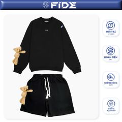 Set bộ quần áo FIDE TEDDY cotton unisex local brand nam nữ oversize Đính gấu CBG02(TẶNG GẤU)