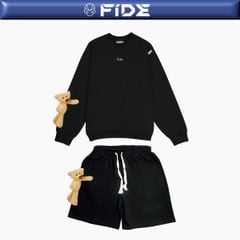 Set bộ quần áo FIDE TEDDY cotton unisex local brand nam nữ oversize Đính gấu CBG02(TẶNG GẤU)