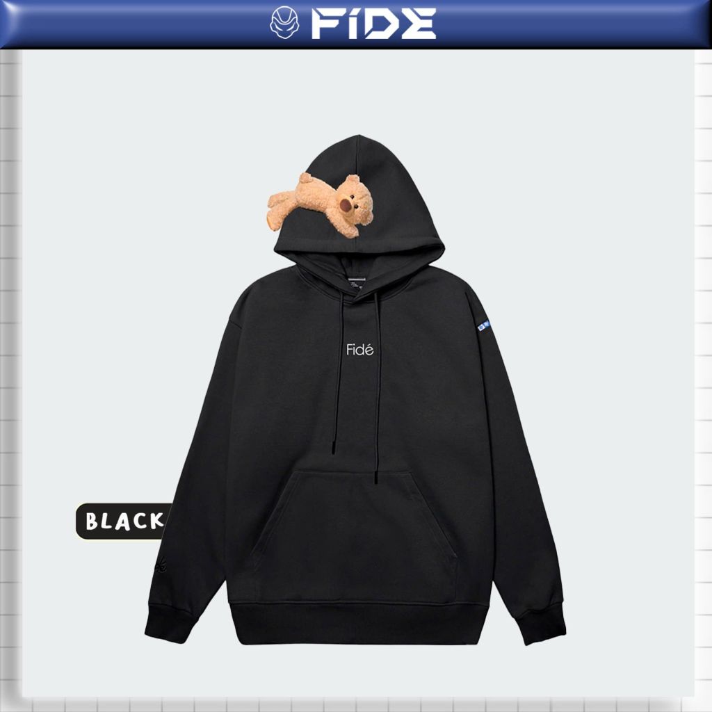 Áo hoodie FIDE TEDDY đính gấu phông trơn nam nữ HOODIE - HD10 (Tặng kèm gấu)