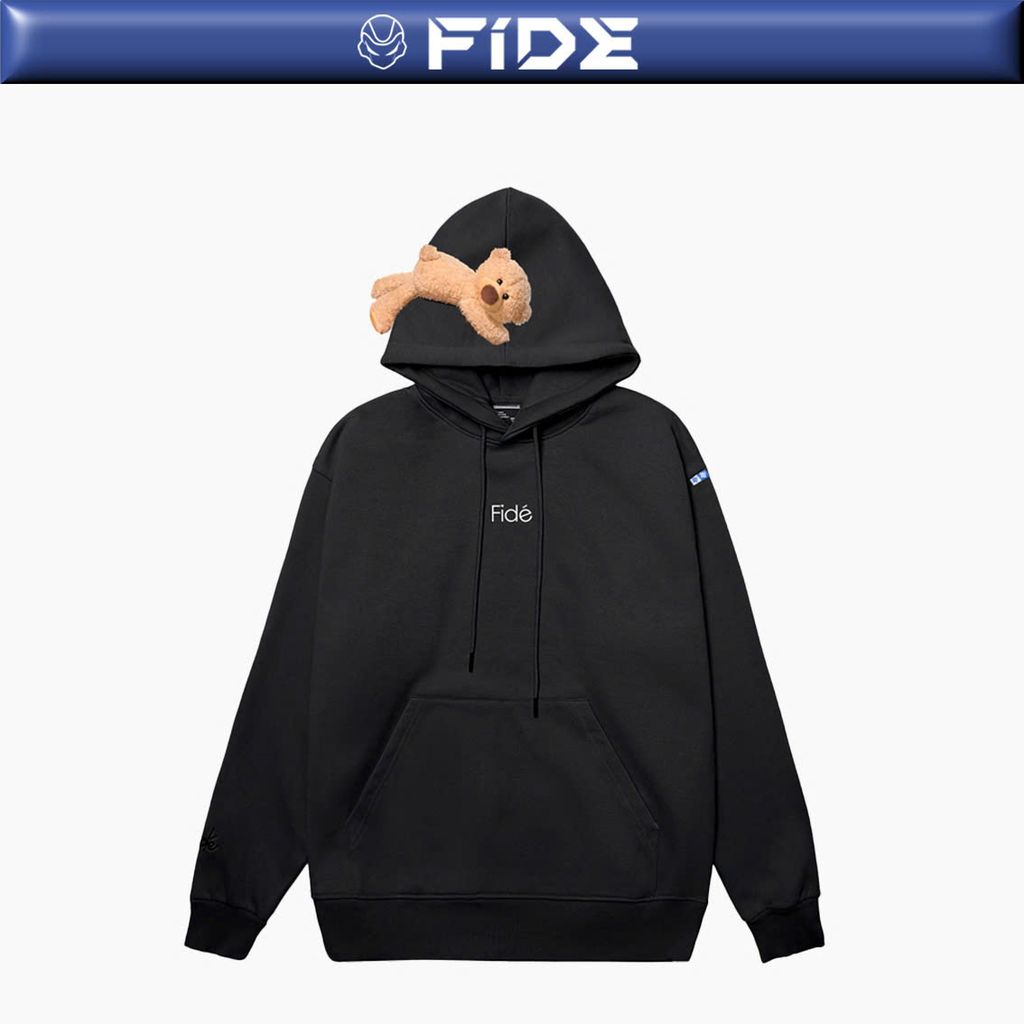 Áo hoodie FIDE TEDDY đính gấu phông trơn nam nữ HOODIE - HD10 (Tặng kèm gấu)