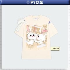 Áo thun FIDE TEEDY phông cotton unisex nam nữ form rộng cổ tròn áo đính gấu - AT68 (TẶNG GẤU)