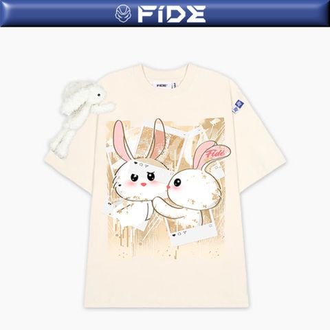 Áo thun FIDE TEEDY phông cotton unisex nam nữ form rộng cổ tròn áo đính gấu - AT68 (TẶNG GẤU)