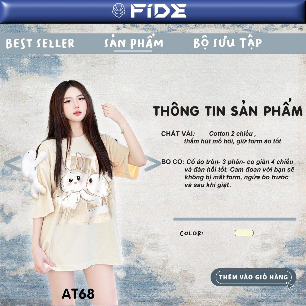 Áo thun FIDE TEEDY phông cotton unisex nam nữ form rộng cổ tròn áo đính gấu - AT68 (TẶNG GẤU)