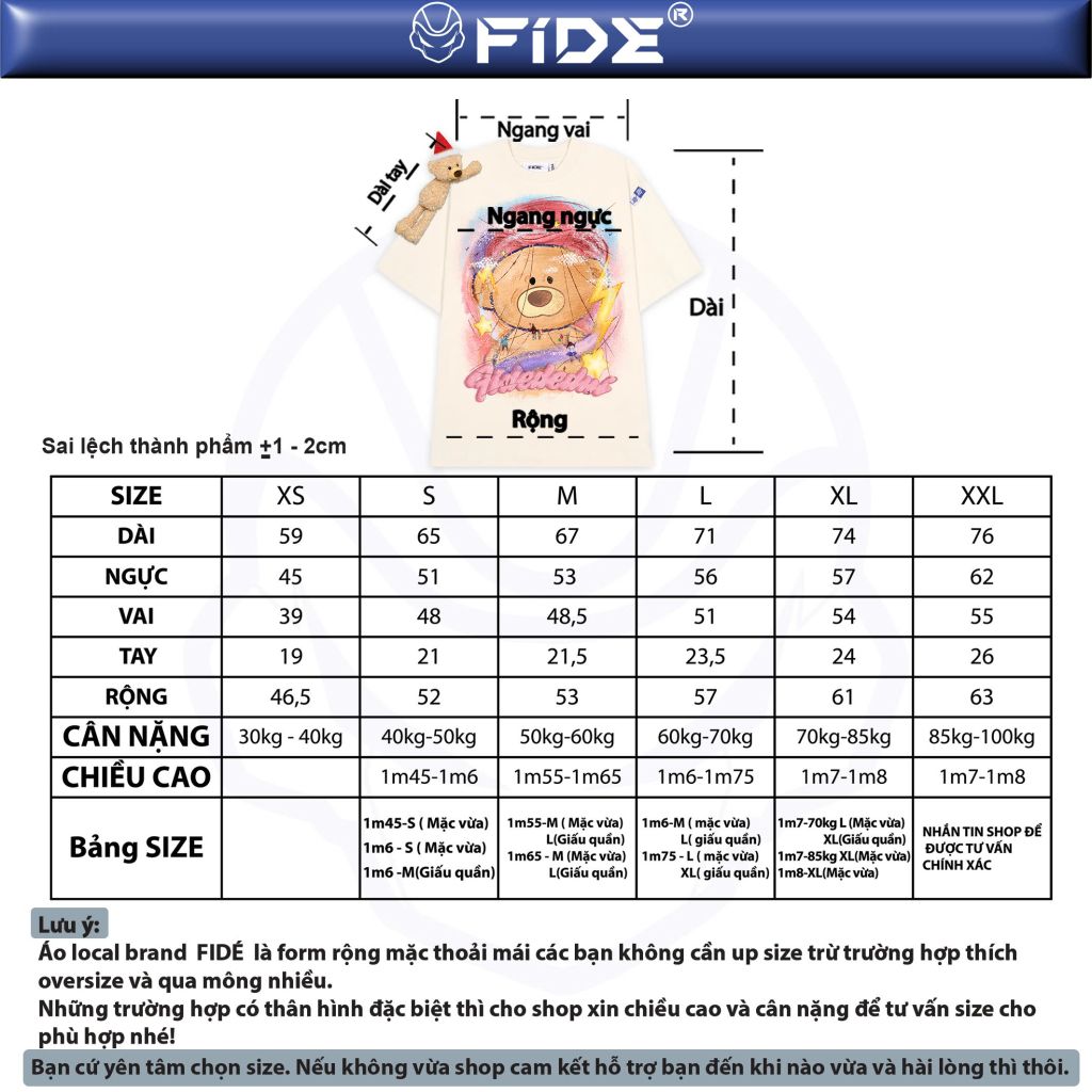 Áo thun JoyBear FIDE TEEDY phông cotton unisex nam nữ Form rộng cổ tròn áo đính gấu - AT123 (TẶNG KÈM GẤU)