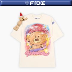 Áo thun JoyBear FIDE TEEDY phông cotton unisex nam nữ Form rộng cổ tròn áo đính gấu - AT123 (TẶNG KÈM GẤU)