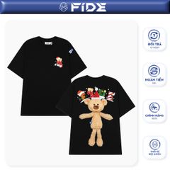 Áo thun JoyBear FIDE TEEDY phông cotton unisex nam nữ Form rộng cổ tròn đính gấu - AT126 (TẶNG GẤU)