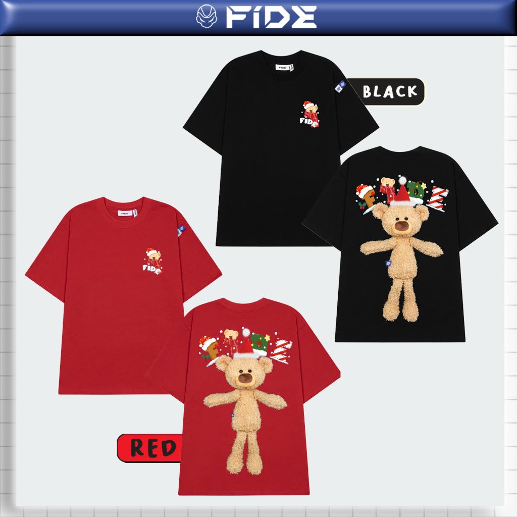Áo thun JoyBear FIDE TEEDY phông cotton unisex nam nữ Form rộng cổ tròn đính gấu - AT126 (TẶNG GẤU)