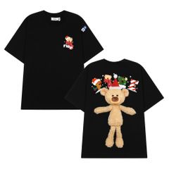 Áo thun JoyBear FIDE TEEDY phông cotton unisex nam nữ Form rộng cổ tròn đính gấu - AT126 (TẶNG GẤU)
