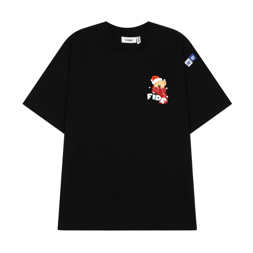 Áo thun JoyBear FIDE TEEDY phông cotton unisex nam nữ Form rộng cổ tròn đính gấu - AT126 (TẶNG GẤU)