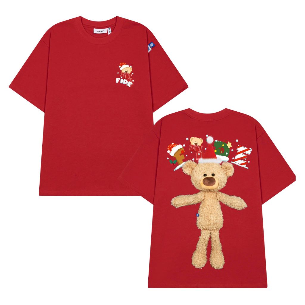 Áo thun JoyBear FIDE TEEDY phông cotton unisex nam nữ Form rộng cổ tròn đính gấu - AT126 (TẶNG GẤU)