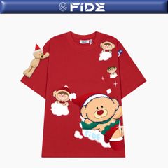 Áo thun JoyBear FIDE TEEDY phông cotton unisex nam nữ Form rộng cổ tròn đính gấu - AT127 (TẶNG GẤU)