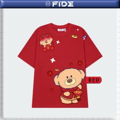 Áo thun JoyBear Tết FIDE TEDDY phông cotton unisex nam nữ Form rộng cổ tròn - AT131