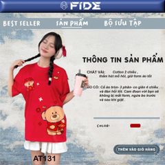 Áo thun JoyBear Tết FIDE TEDDY phông cotton unisex nam nữ Form rộng cổ tròn - AT131