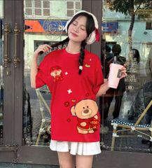 Áo thun JoyBear Tết FIDE TEDDY phông cotton unisex nam nữ Form rộng cổ tròn - AT131