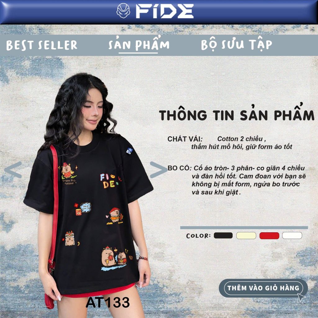 Áo thun FIDE CAPYBARA TẾT phông unisex form rộng local brand nam nữ cổ tròn oversize - AT133