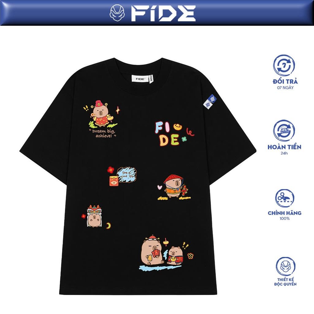 Áo thun FIDE CAPYBARA TẾT phông unisex form rộng local brand nam nữ cổ tròn oversize - AT133