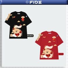 Áo thun JoyBear FIDE TEEDY phông cotton unisex nam nữ Form rộng cổ tròn đính gấu - AT135 (TẶNG GẤU)