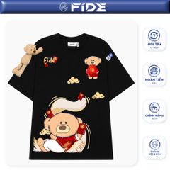 Áo thun JoyBear FIDE TEEDY phông cotton unisex nam nữ Form rộng cổ tròn đính gấu - AT135 (TẶNG GẤU)