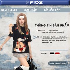 Áo thun JoyBear FIDE TEEDY phông cotton unisex nam nữ Form rộng cổ tròn đính gấu - AT135 (TẶNG GẤU)