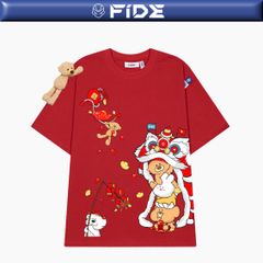 Áo thun JoyBear FIDE TEEDY phông cotton unisex nam nữ Form rộng cổ tròn đính gấu - AT136 (TẶNG GẤU)