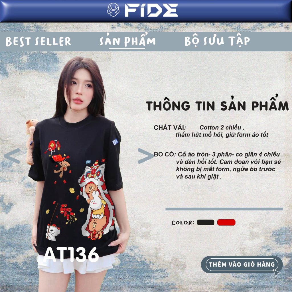 Áo thun JoyBear FIDE TEEDY phông cotton unisex nam nữ Form rộng cổ tròn đính gấu - AT136 (TẶNG GẤU)