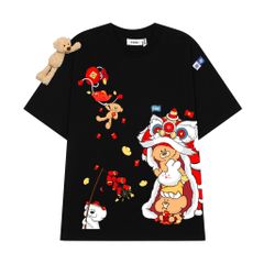 Áo thun JoyBear FIDE TEEDY phông cotton unisex nam nữ Form rộng cổ tròn đính gấu - AT136 (TẶNG GẤU)